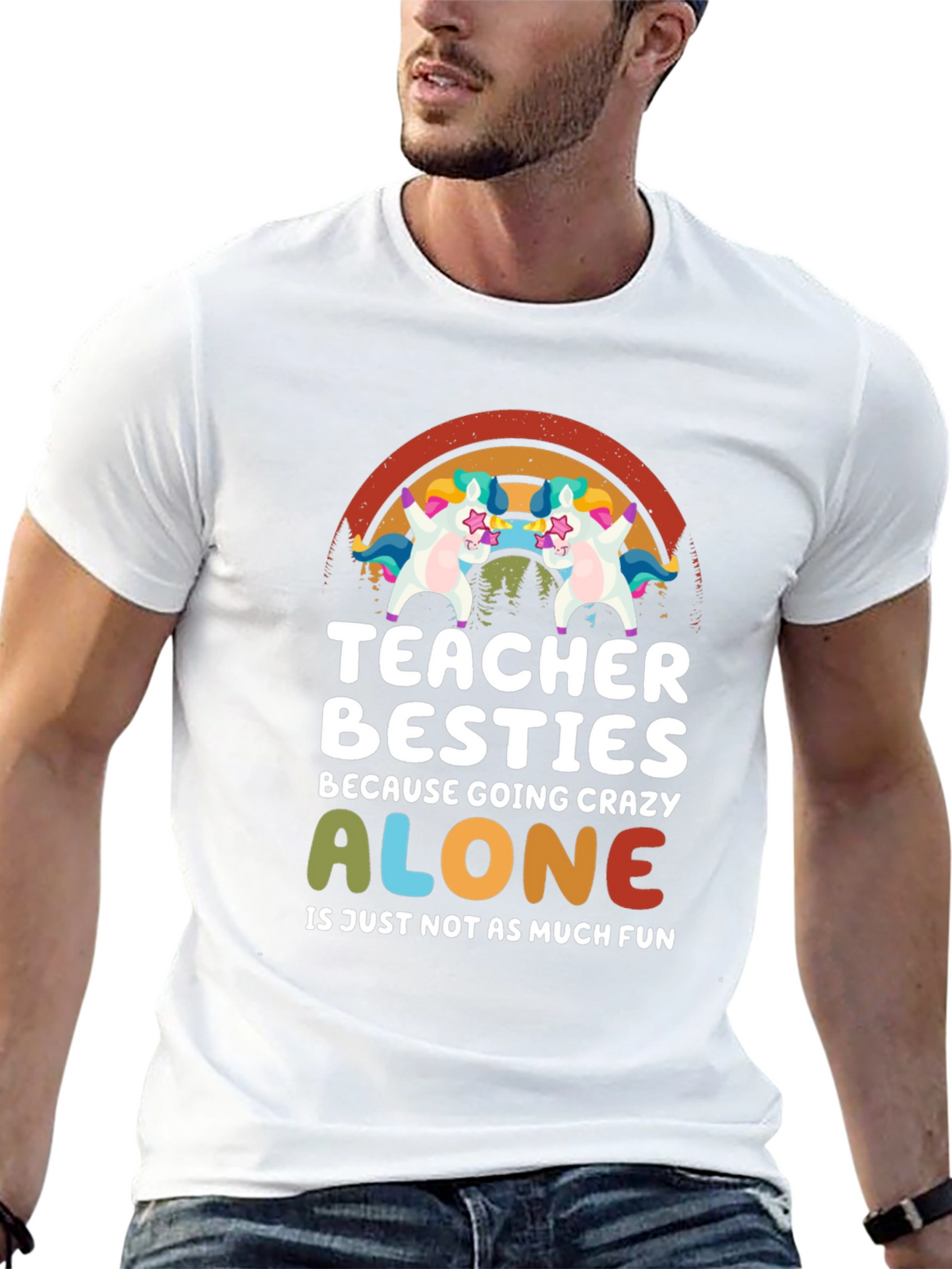 Teacher Besties Unicorn Graphic T-Shirt
