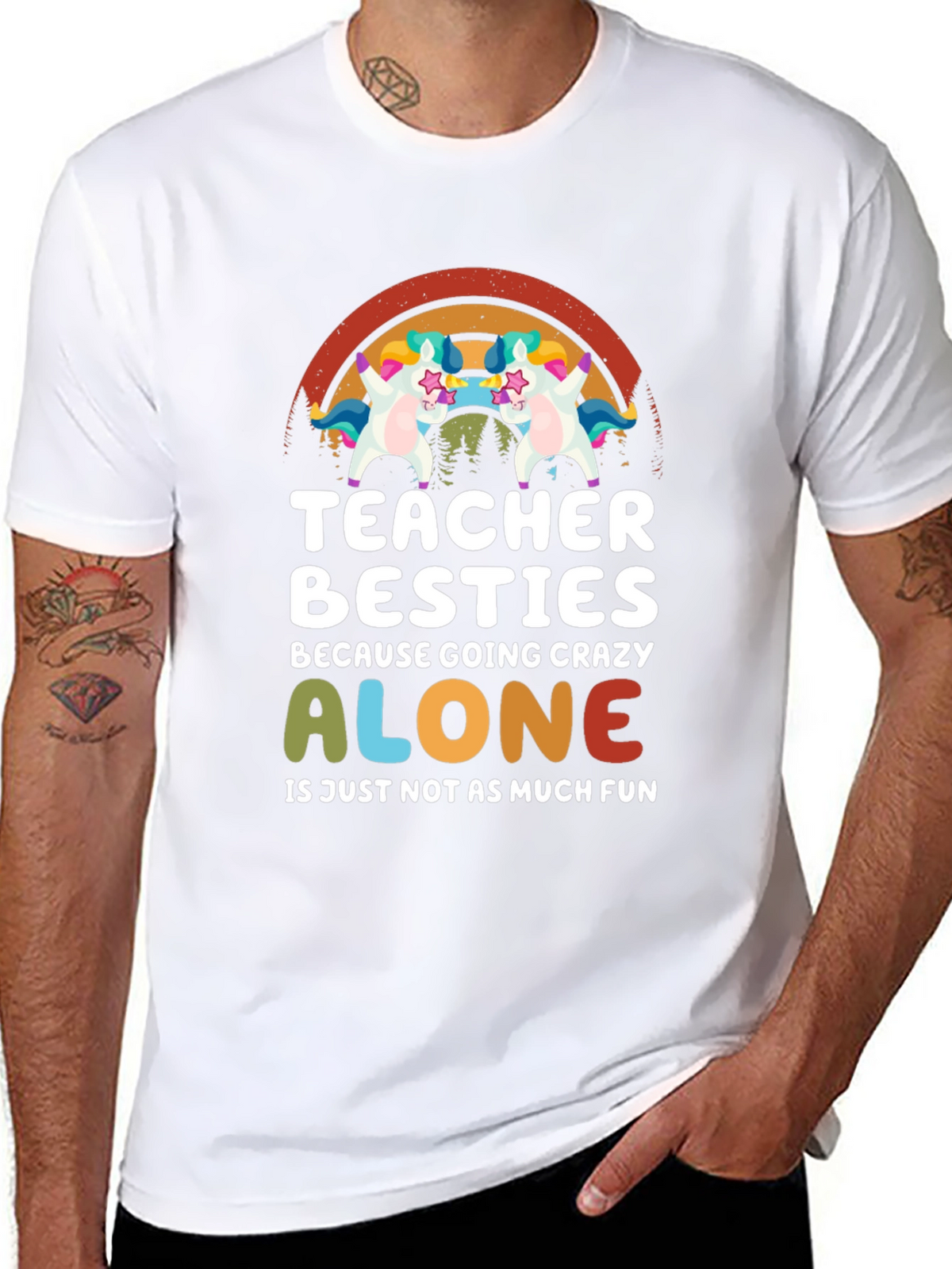 Teacher Besties Unicorn Graphic T-Shirt