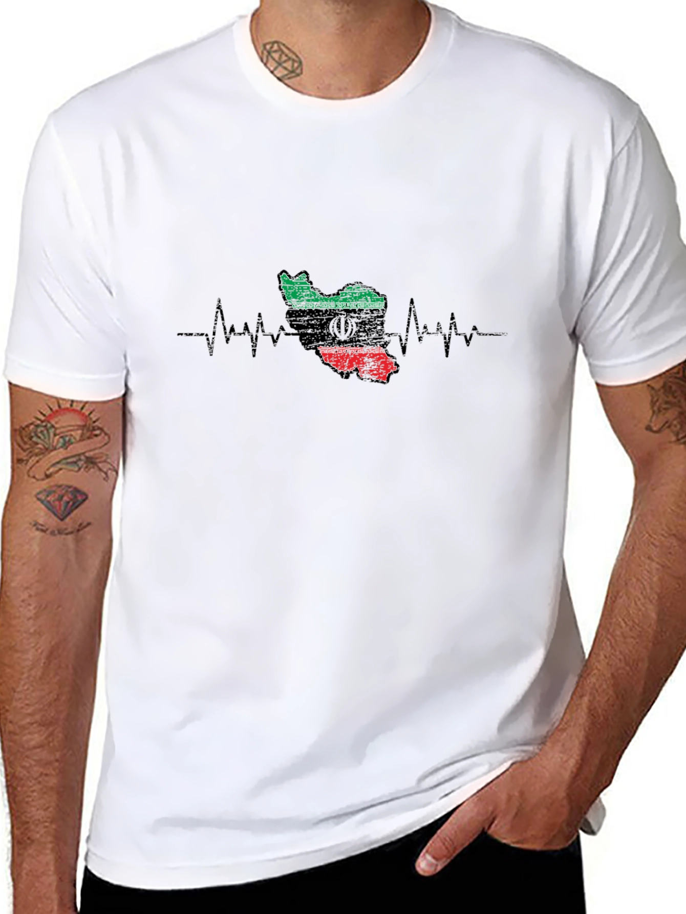 Iran Flag Heartbeat T-Shirt