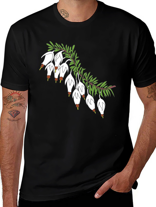 Black T-Shirt with Floral Blossom Branch