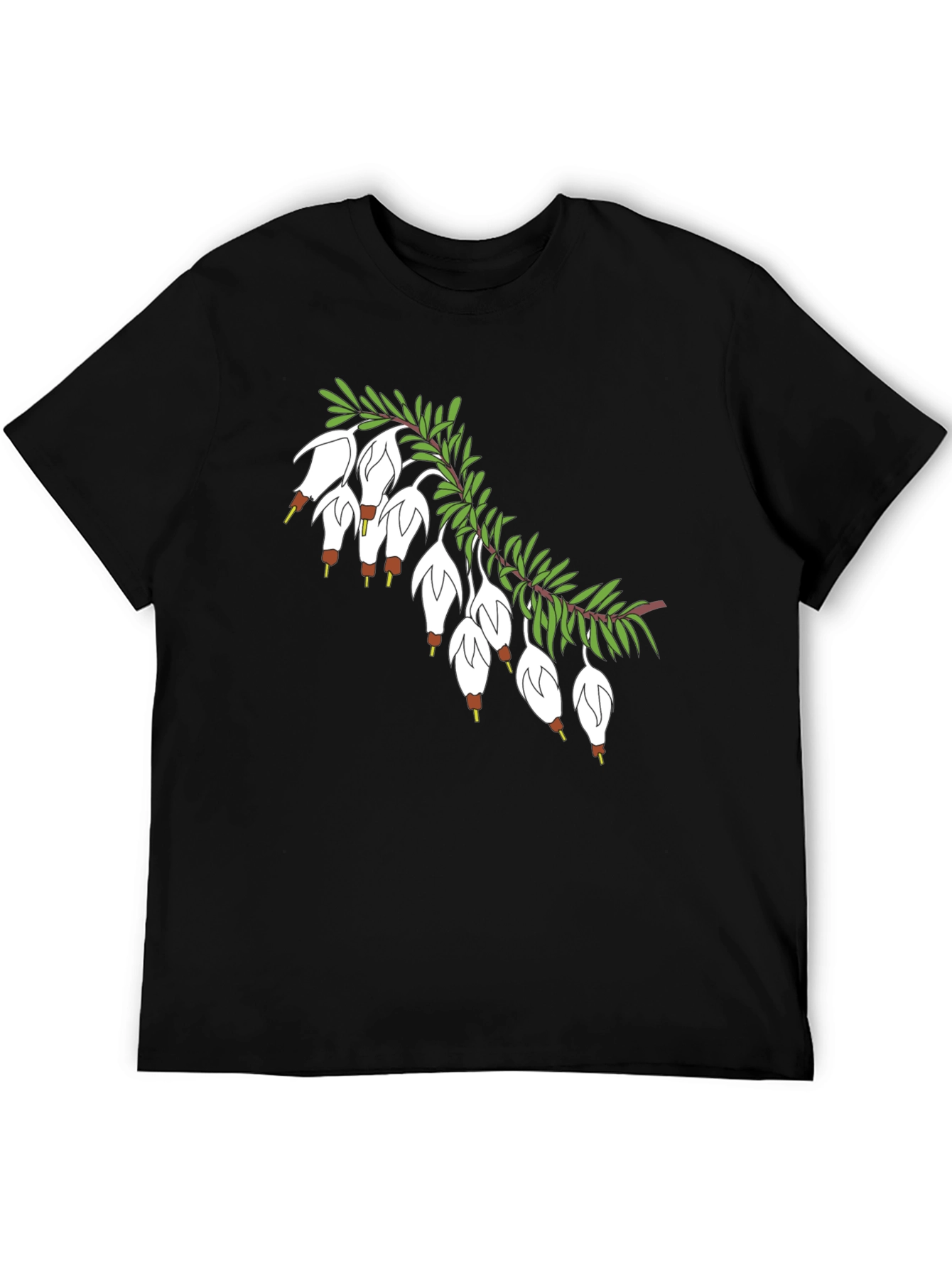 Black T-Shirt with Floral Blossom Branch