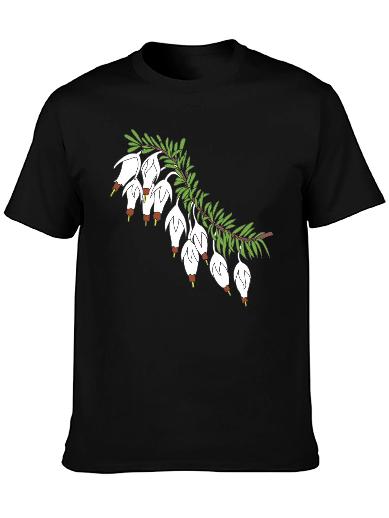 Black T-Shirt with Floral Blossom Branch