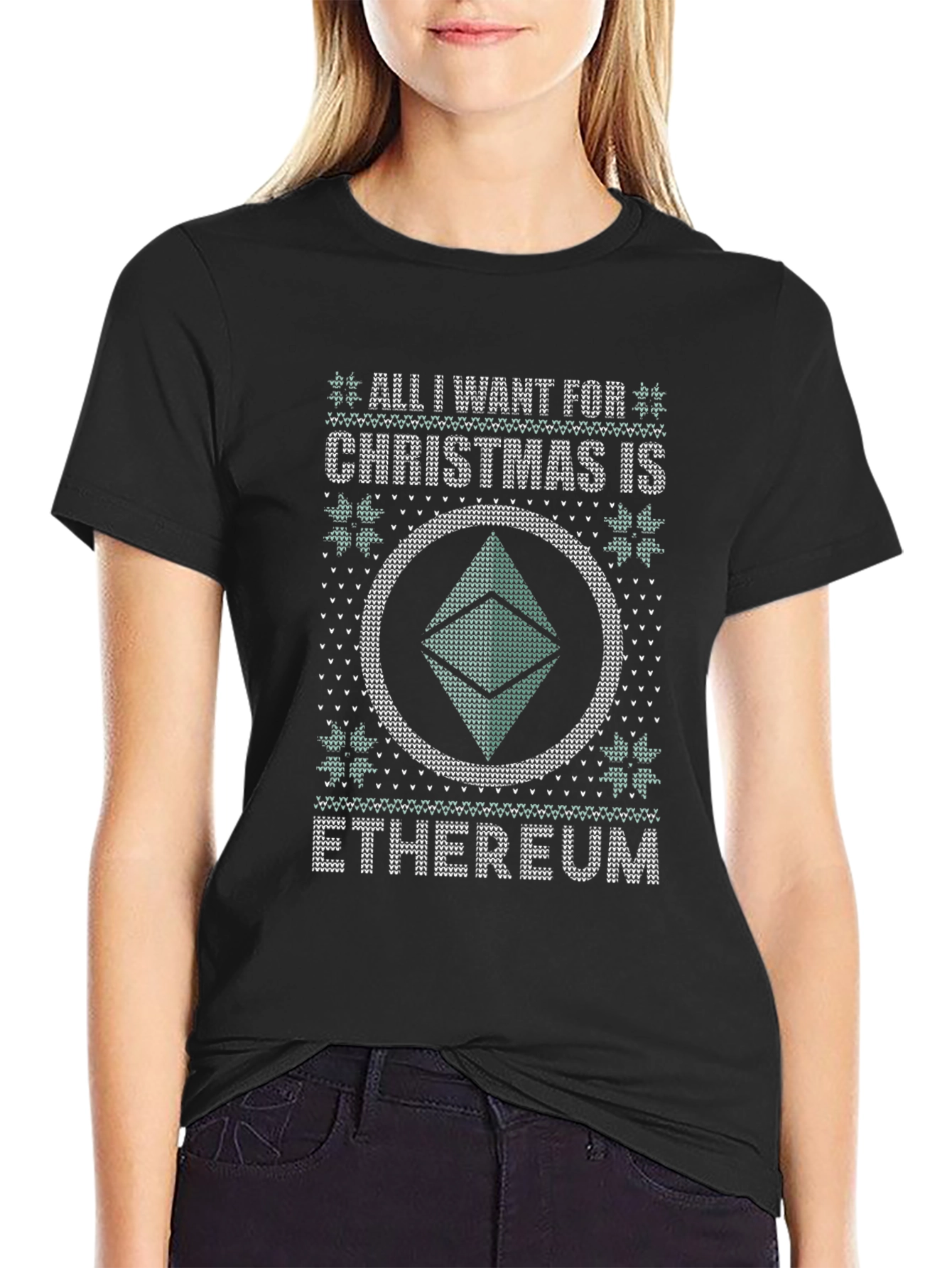 Ethereum Ugly Christmas Sweater Style T-Shirt