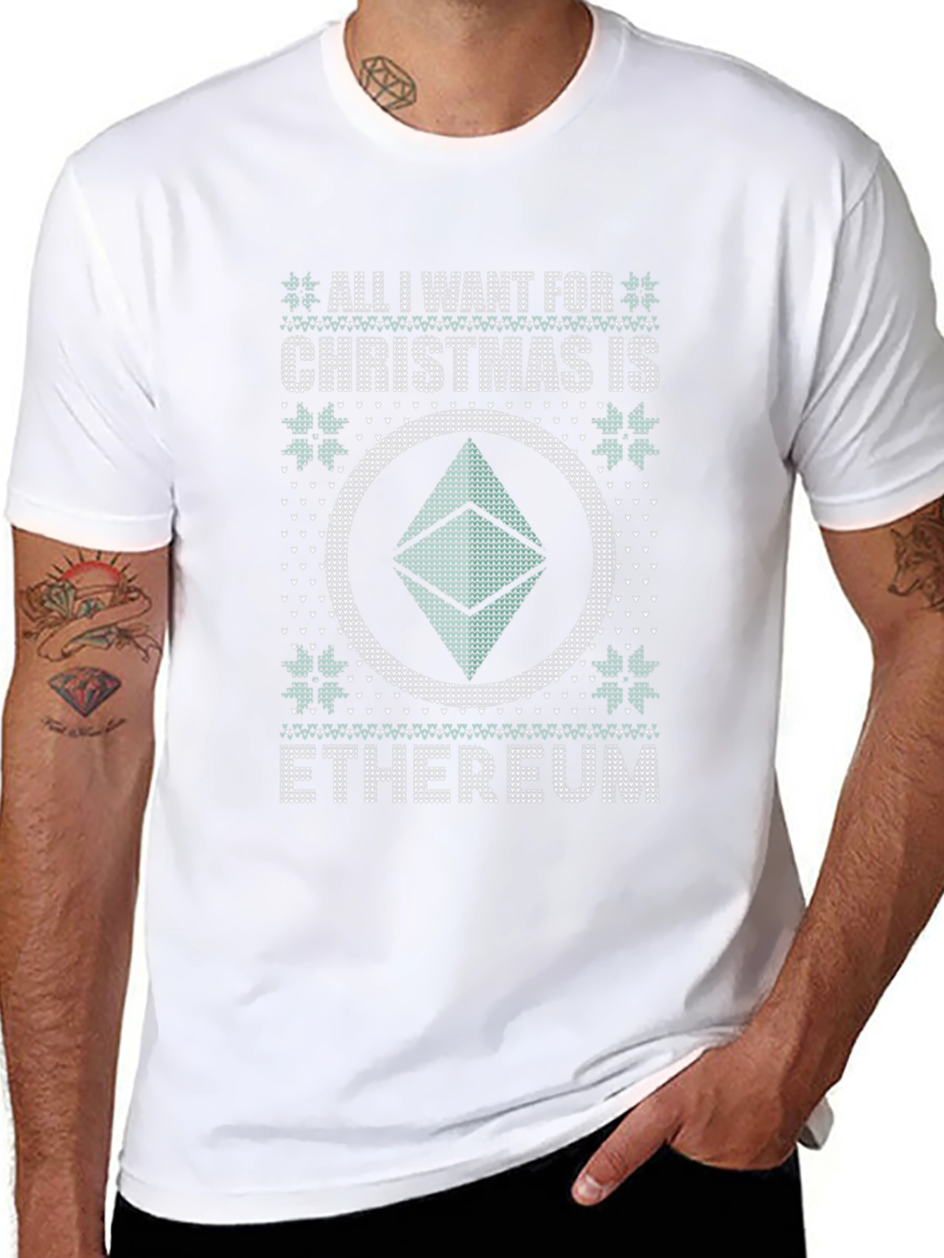 Ethereum Ugly Christmas Sweater Style T-Shirt