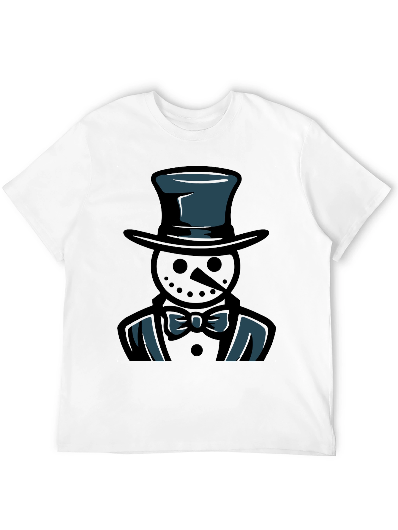 Dapper Snowman Graphic Tee - Black Cotton Blend Shirt