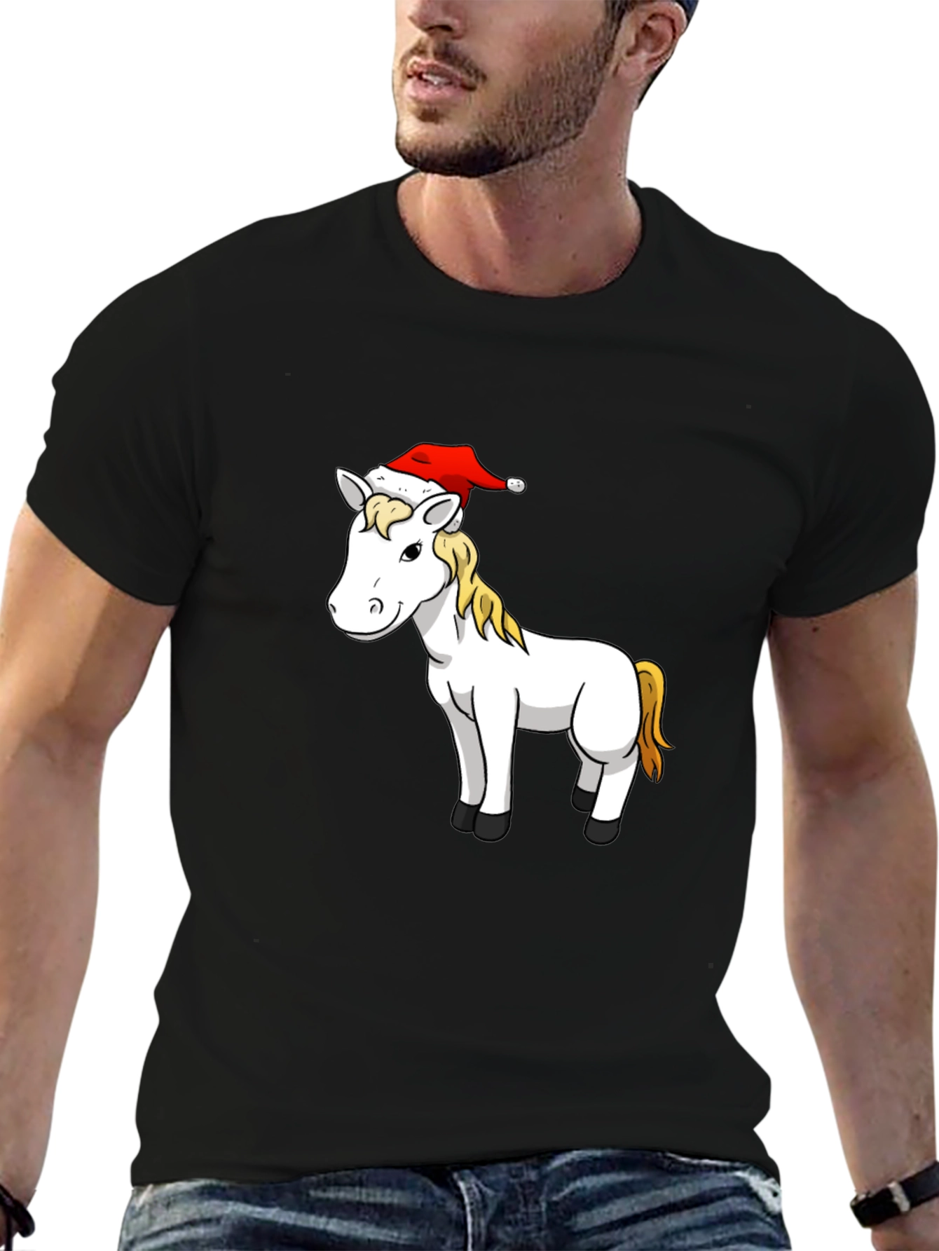 Festive Horse T-Shirt: Christmas Cartoon Design