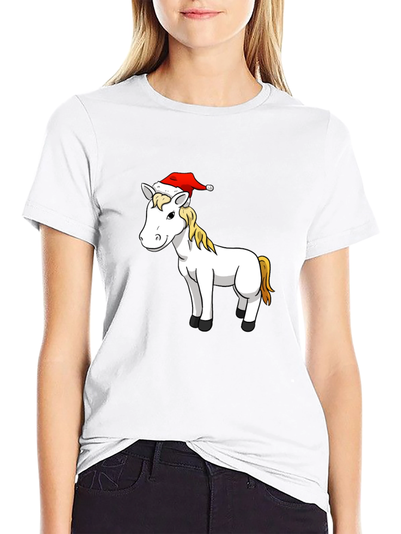 Festive Horse T-Shirt: Christmas Cartoon Design
