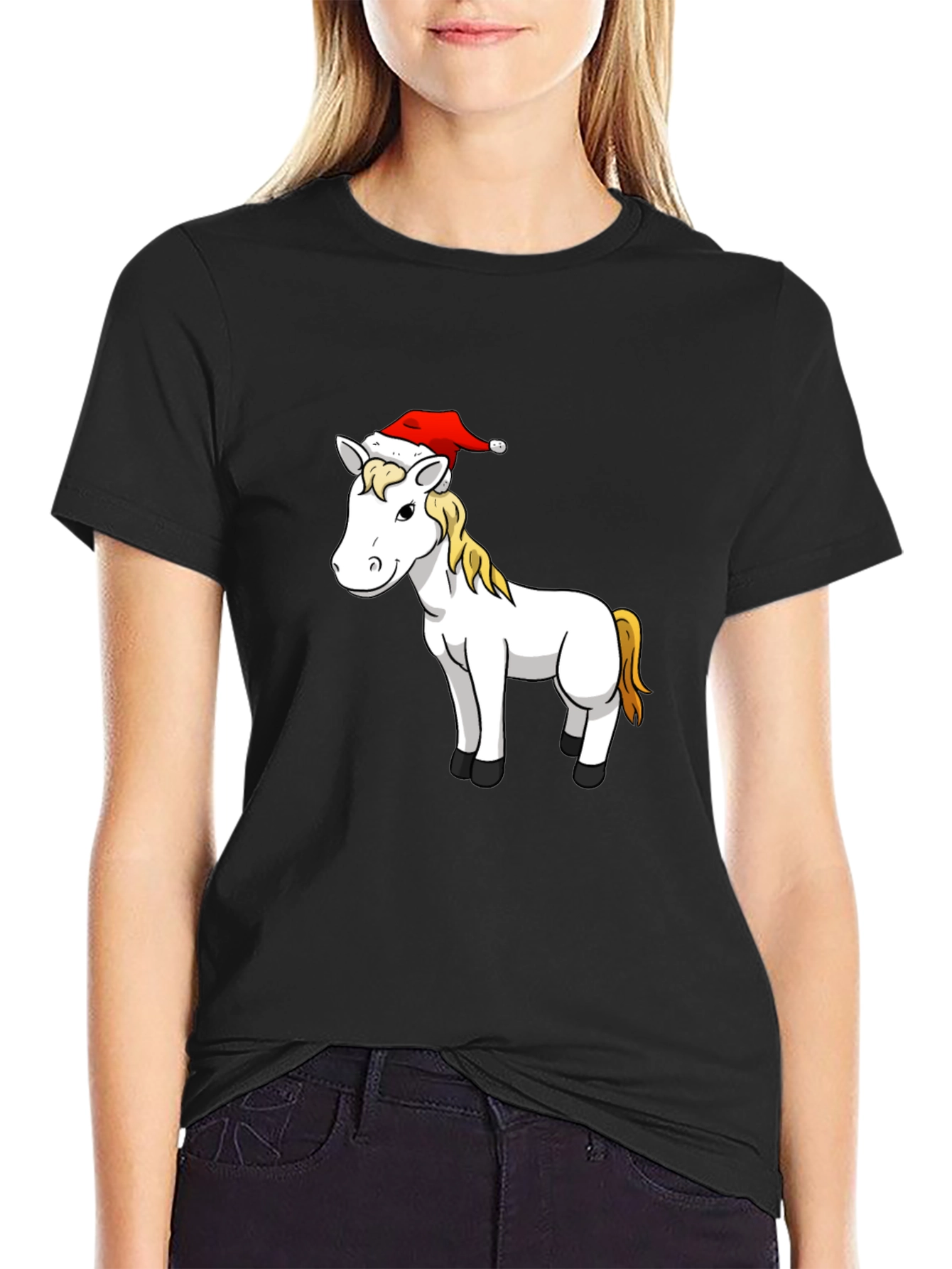 Festive Horse T-Shirt: Christmas Cartoon Design