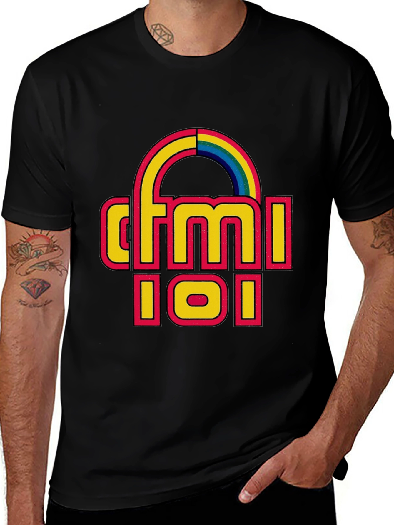 CFMI 101 Retro Rainbow Black T-Shirt