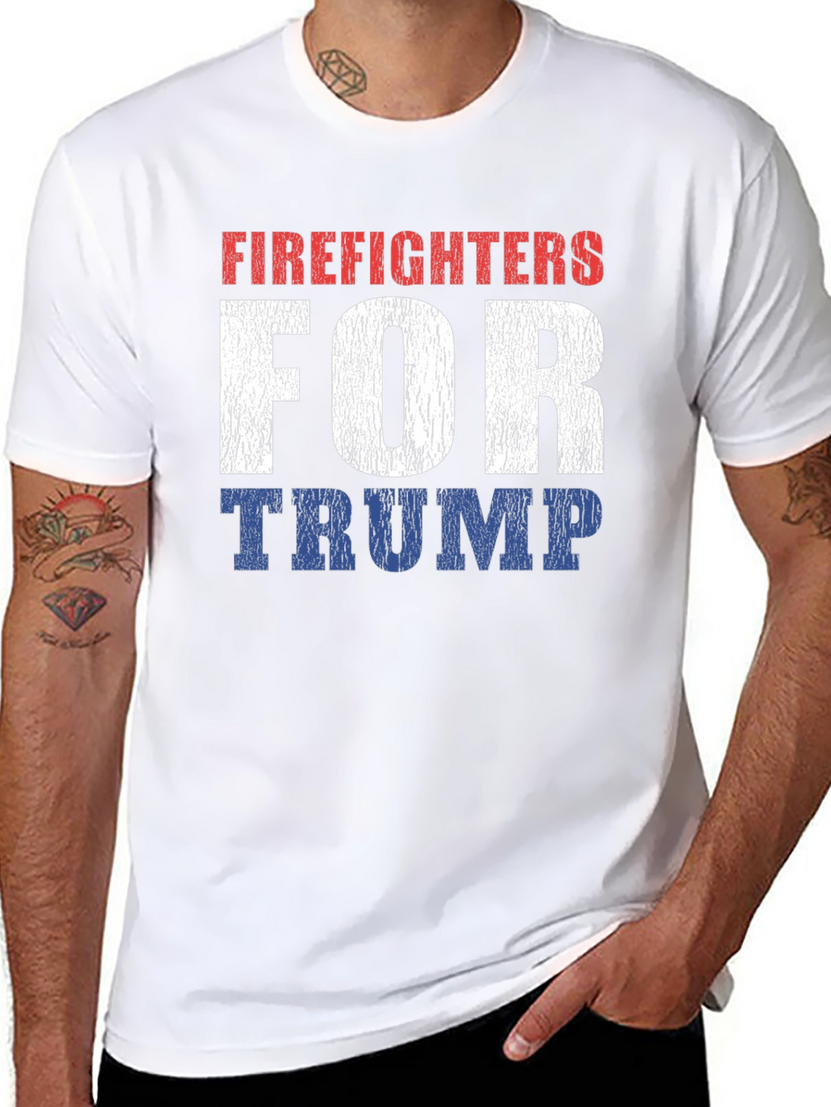Firefighters for Trump Patriotic T-Shirt