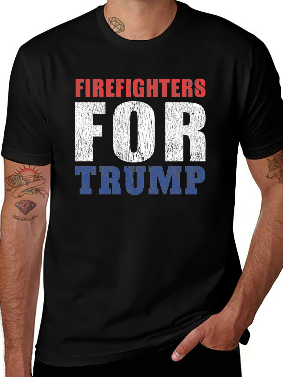 Firefighters for Trump Patriotic T-Shirt