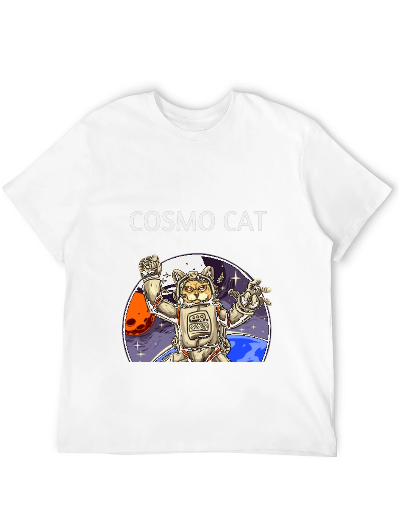 Cosmo Cat Black T-Shirt - Space Adventure