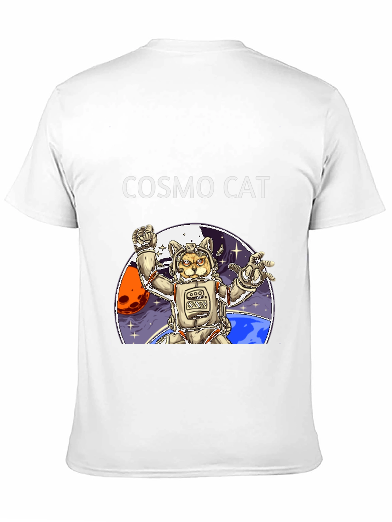 Cosmo Cat Black T-Shirt - Space Adventure