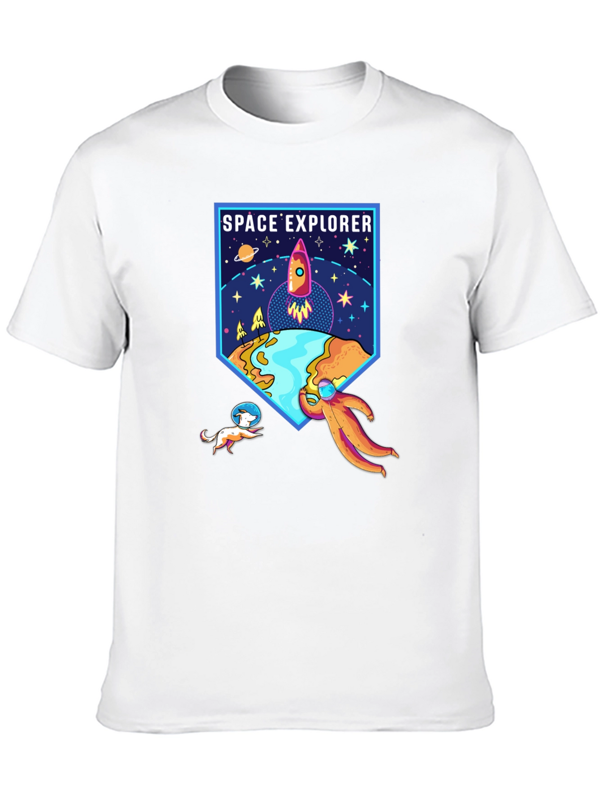Space Explorer Graphic Tee - Black Cotton Shirt