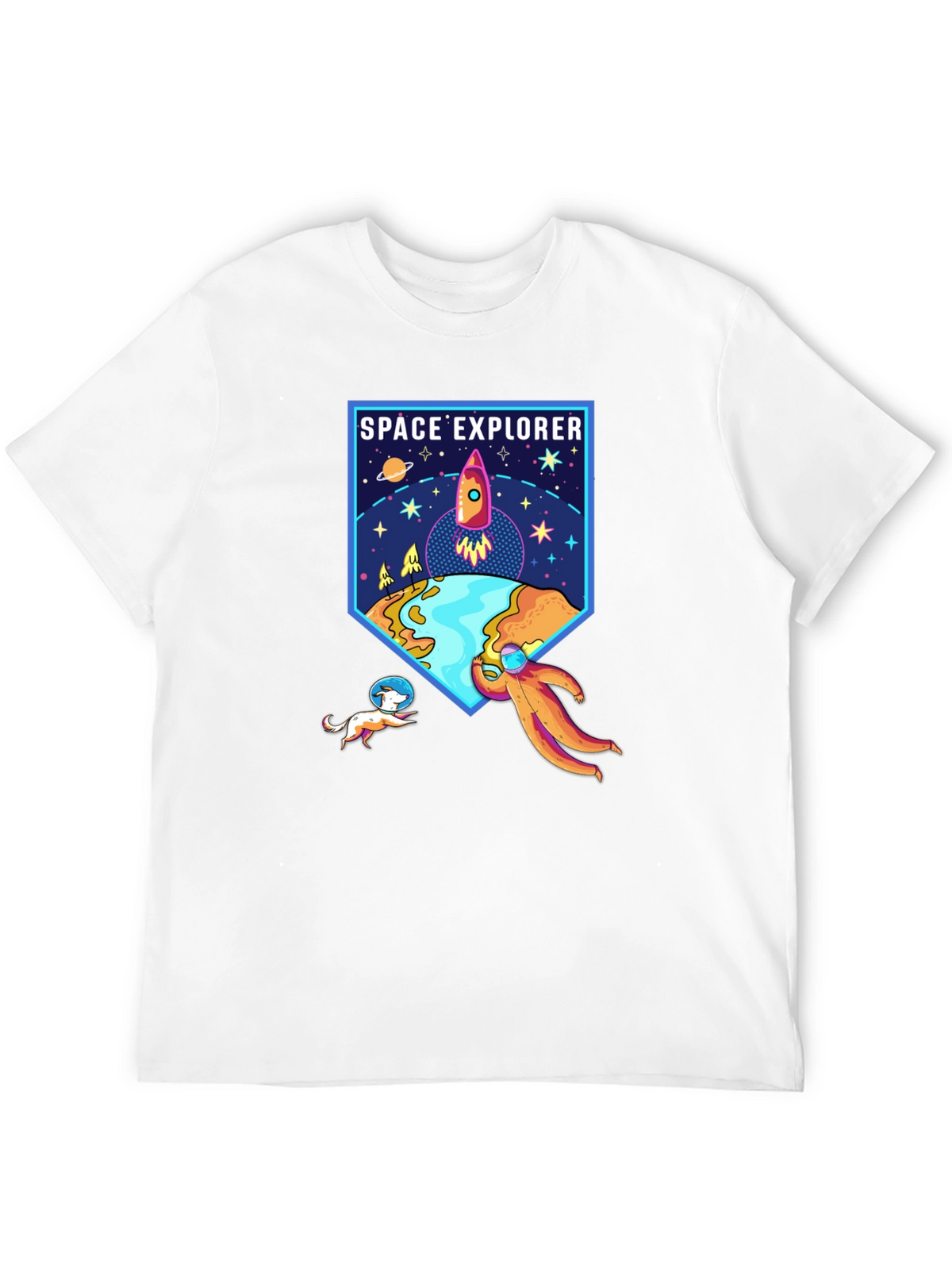 Space Explorer Graphic Tee - Black Cotton Shirt