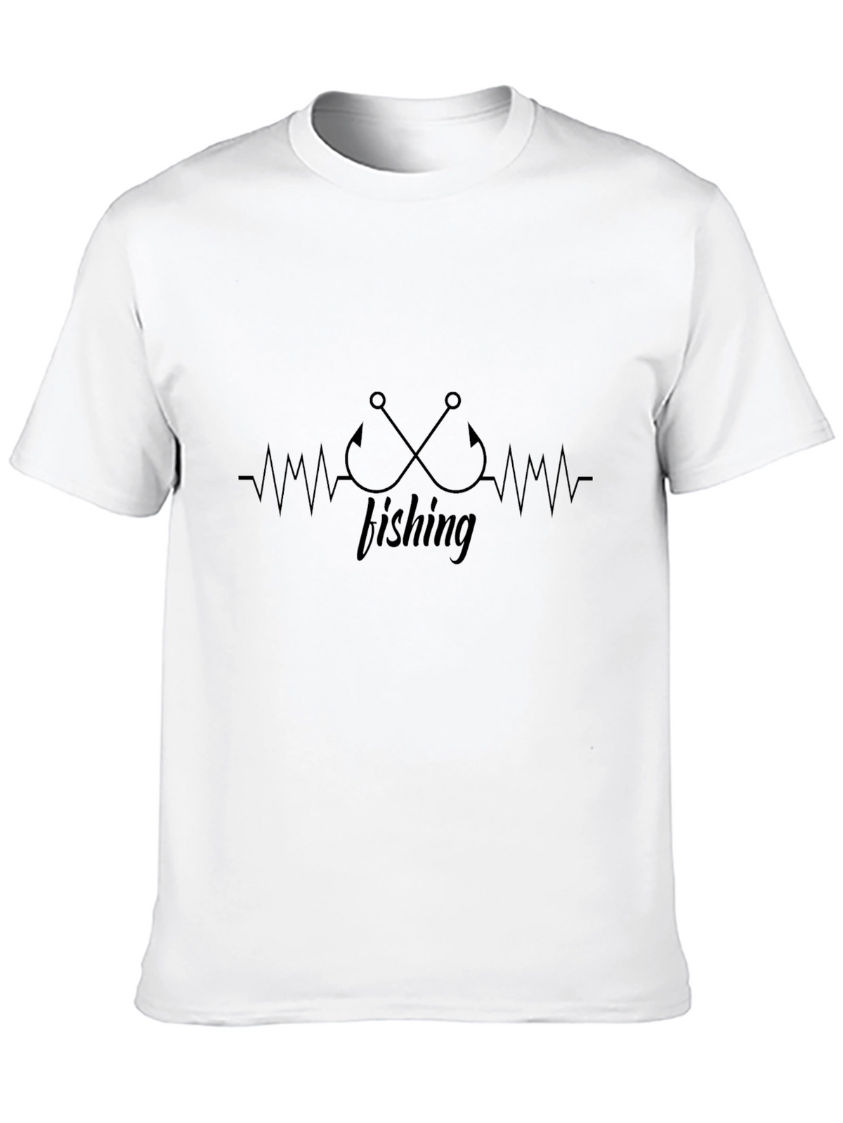 Fishing Heartbeat T-Shirt - Black