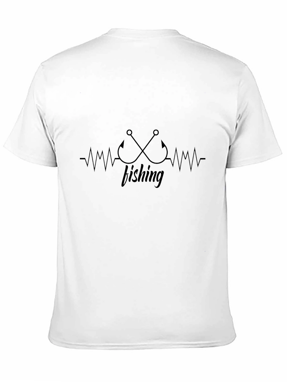 Fishing Heartbeat T-Shirt - Black