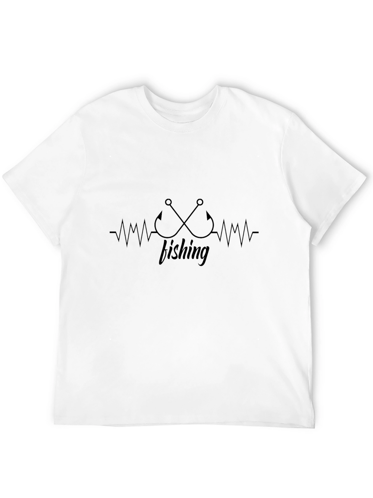 Fishing Heartbeat T-Shirt - Black
