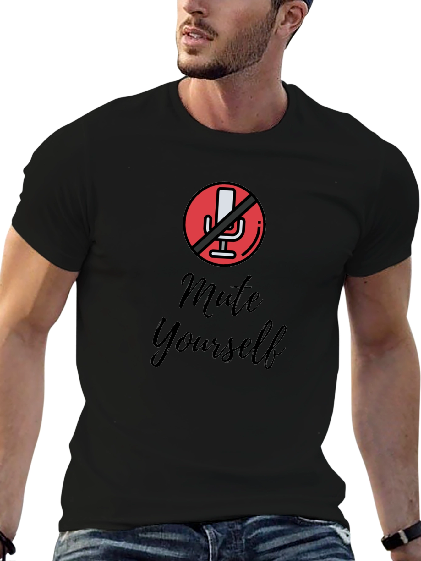Mute Yourself Graphic Tee - Black Cotton T-Shirt