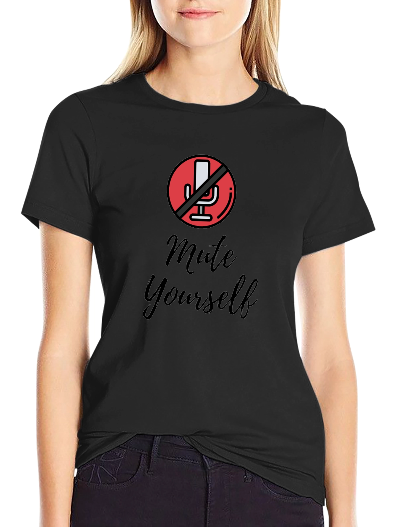 Mute Yourself Graphic Tee - Black Cotton T-Shirt