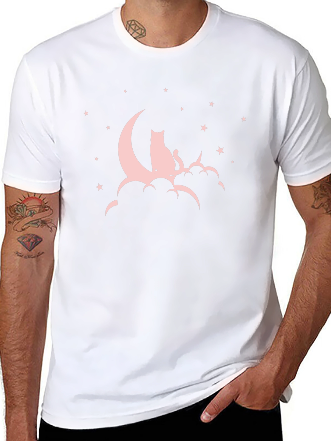 Cat on Moon T-Shirt - Stylish Graphic Tee