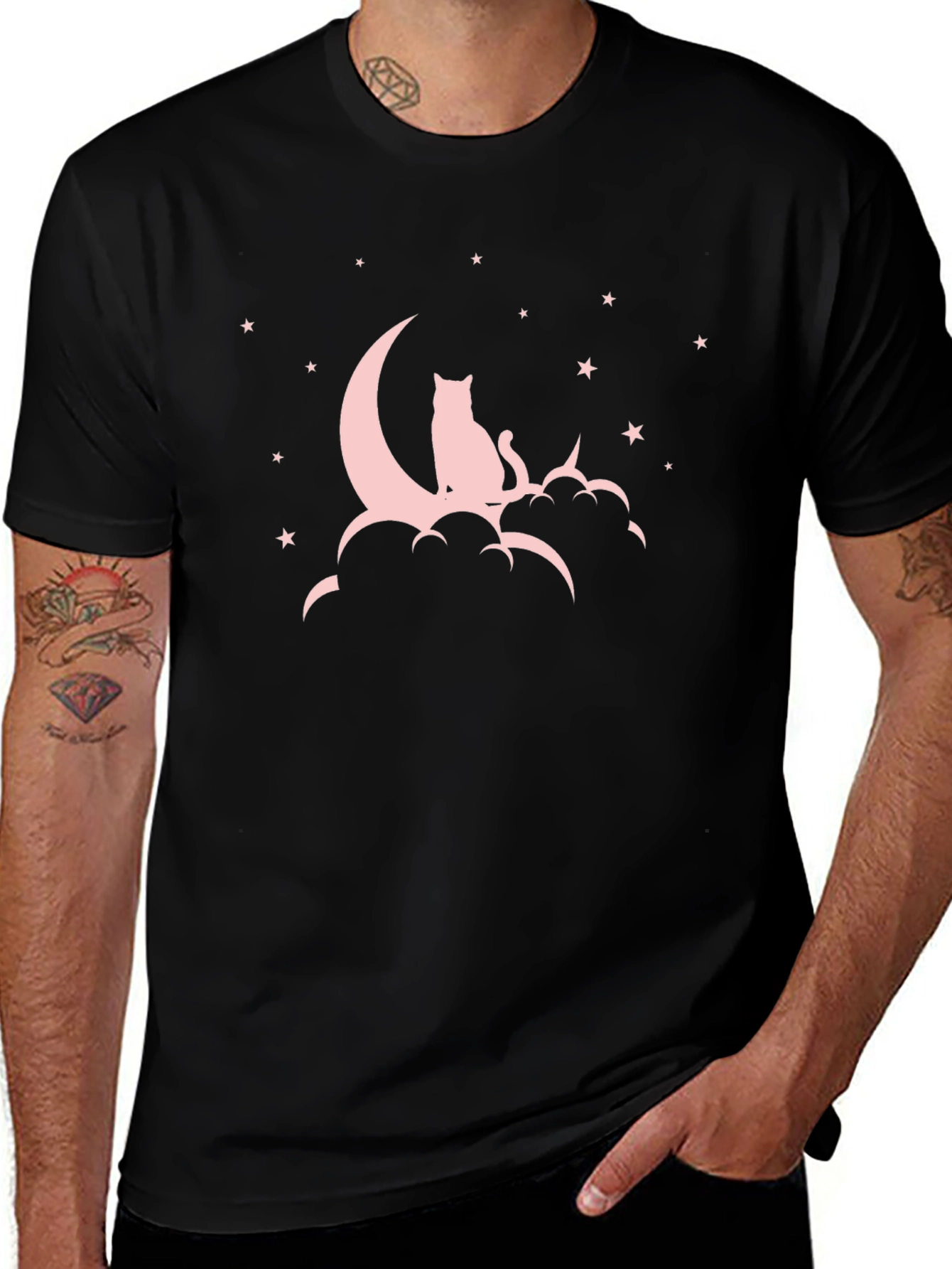 Cat on Moon T-Shirt - Stylish Graphic Tee