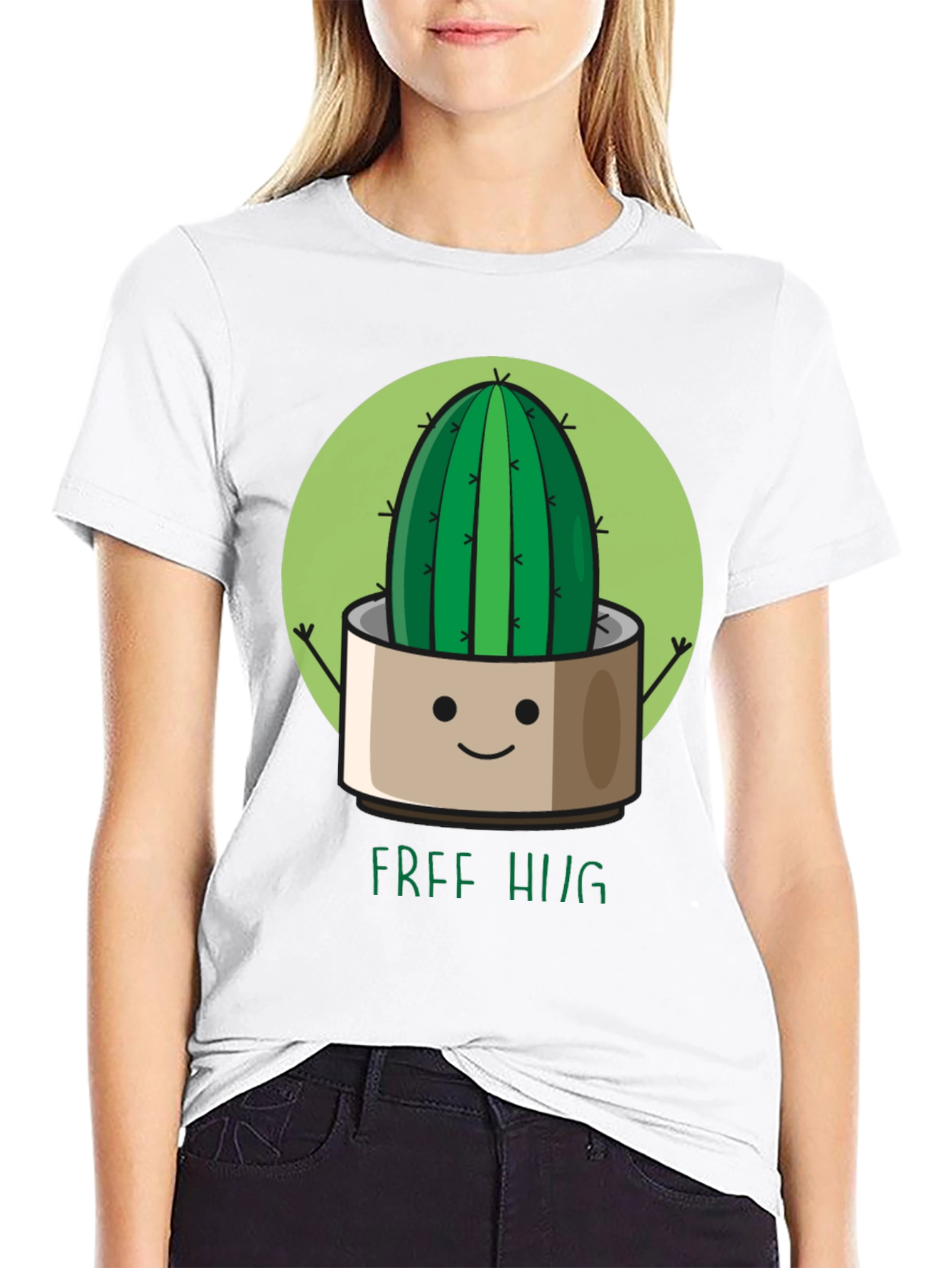 Cute Cactus Free Hugs Graphic T-Shirt