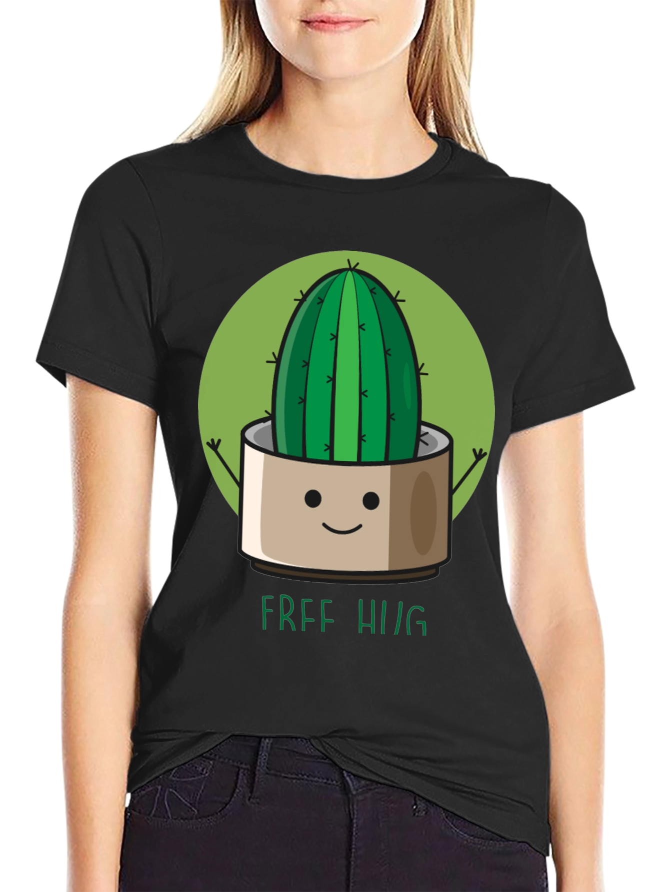 Cute Cactus Free Hugs Graphic T-Shirt