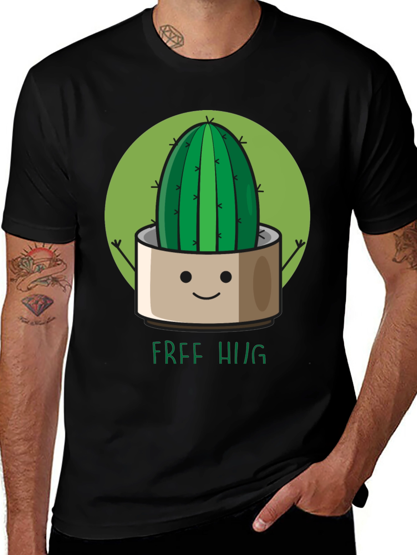 Cute Cactus Free Hugs Graphic T-Shirt