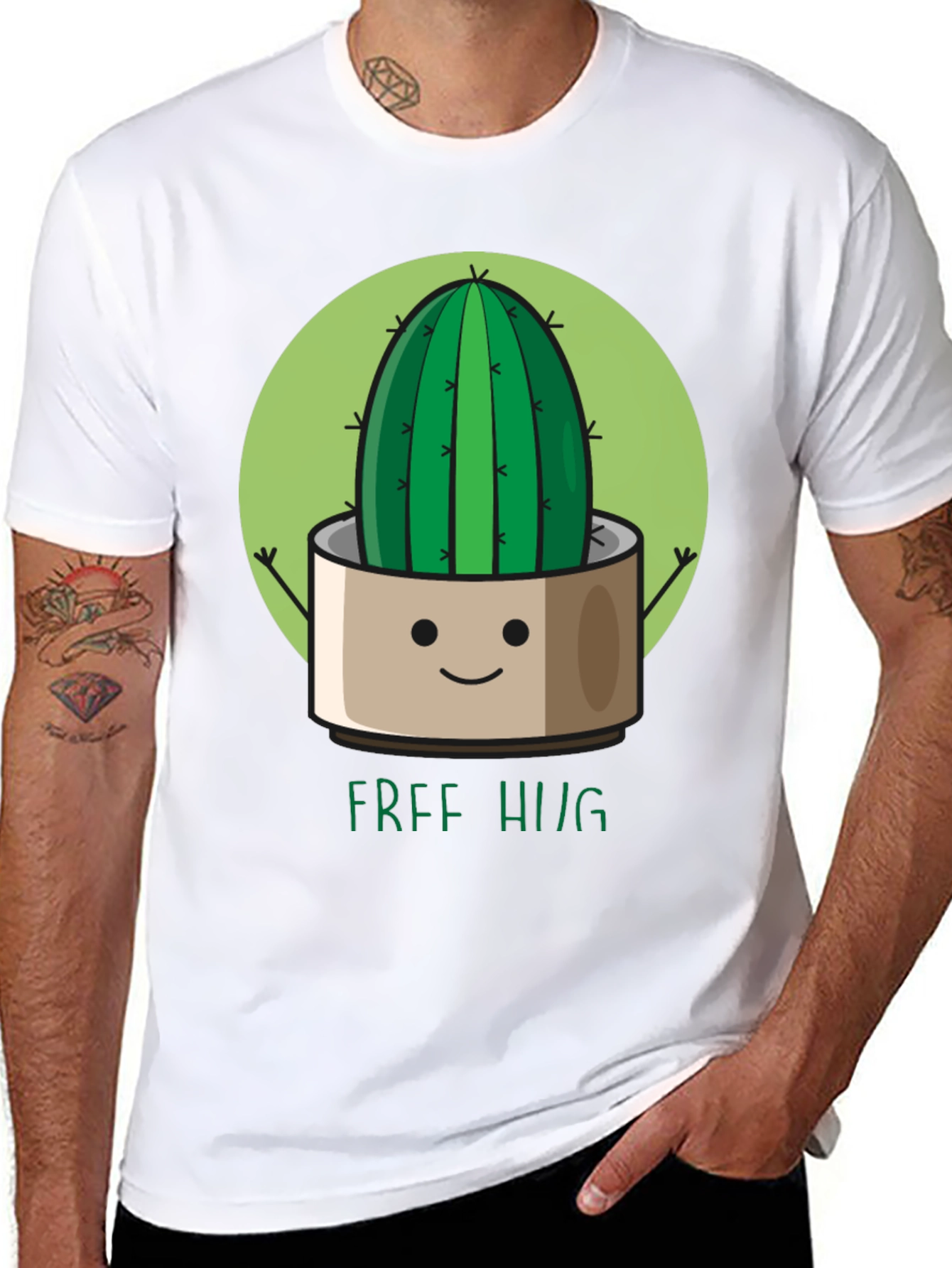 Cute Cactus Free Hugs Graphic T-Shirt