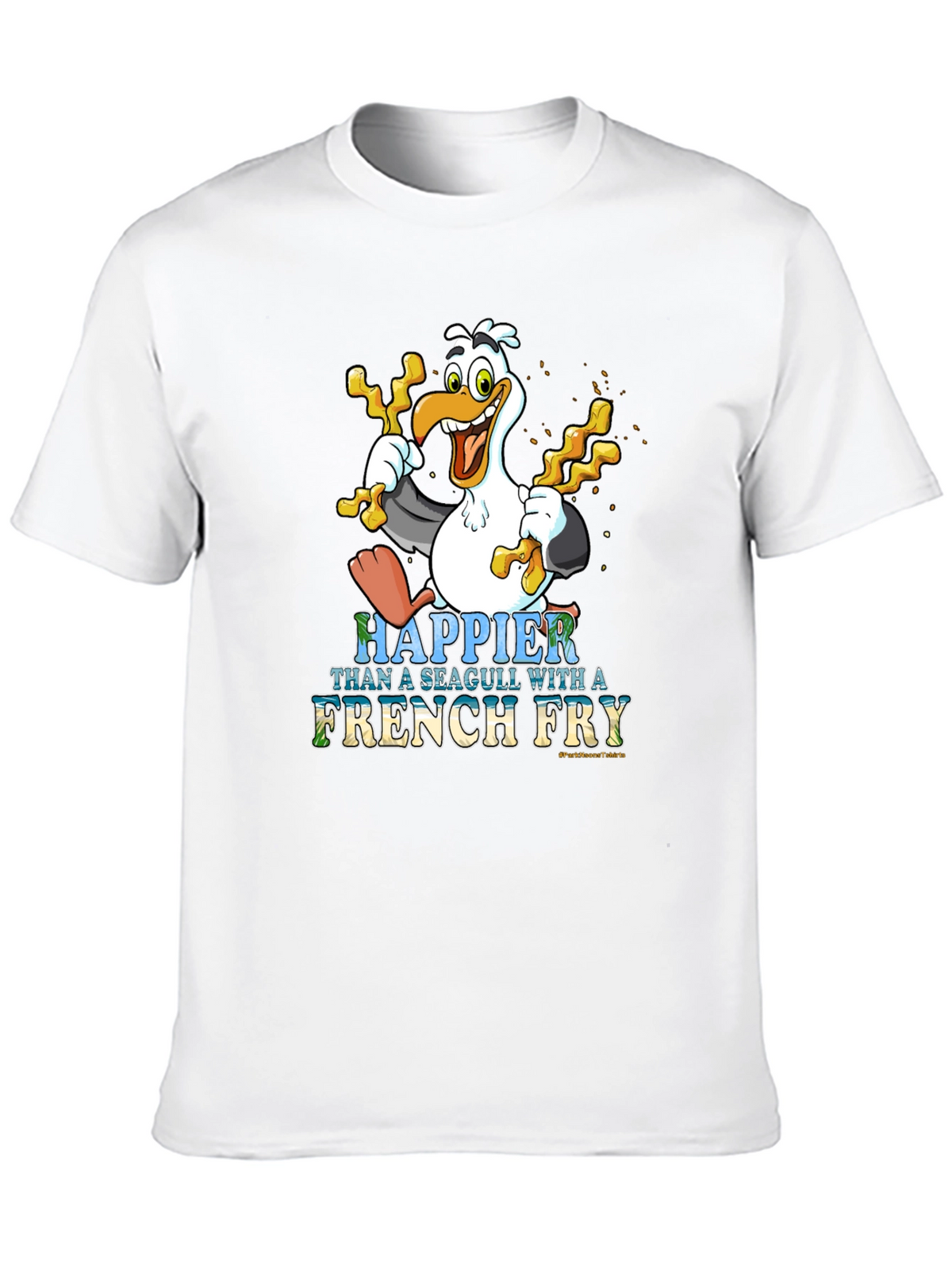 Happier Than a Seagull With French Fry Black T-Shirt