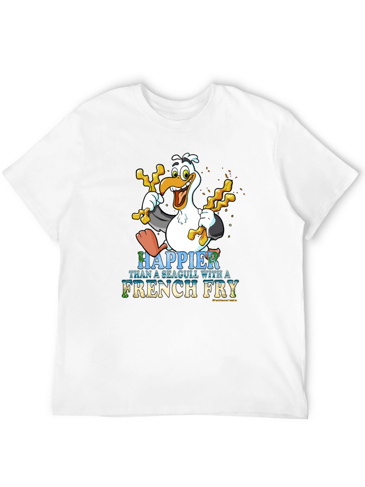 Happier Than a Seagull With French Fry Black T-Shirt