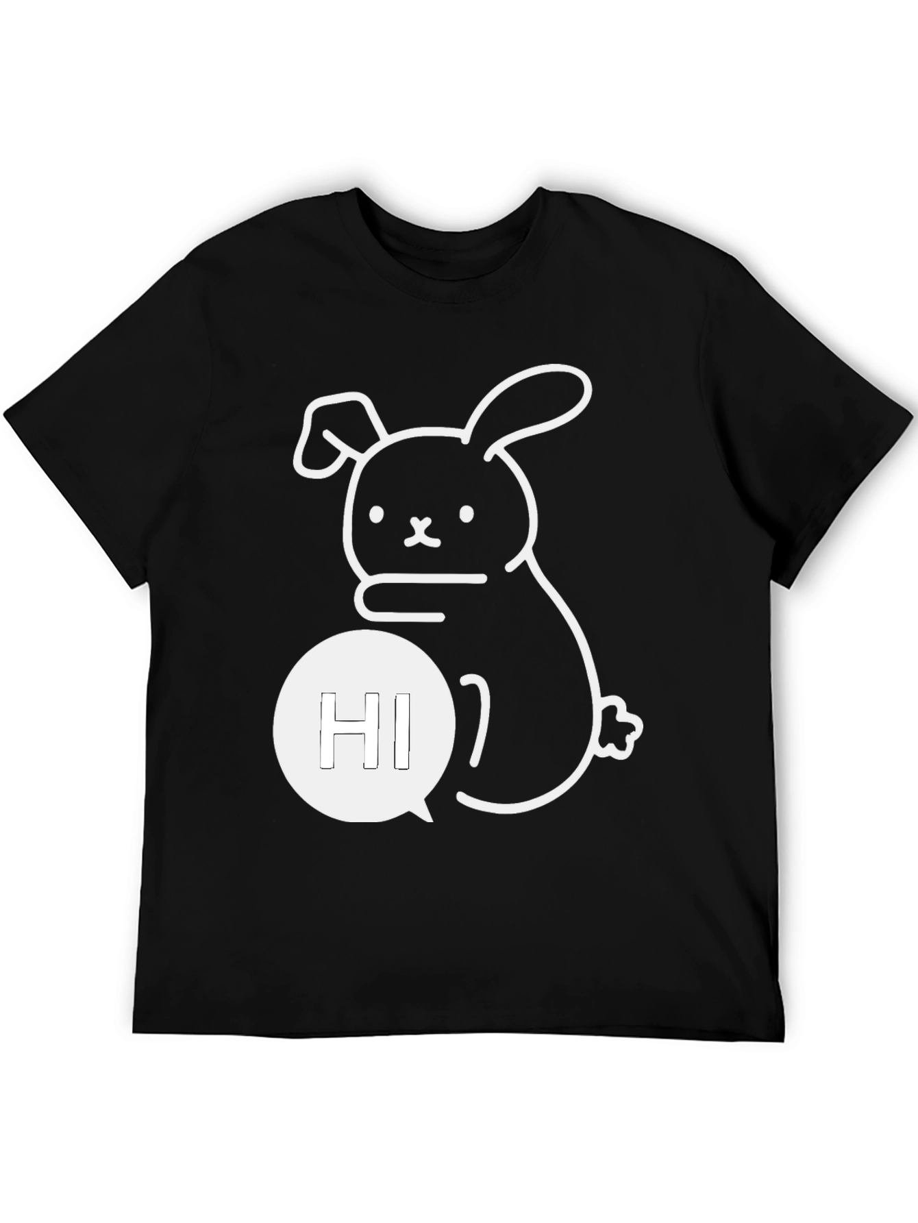 Cute Bunny Hi Graphic Tee - Black