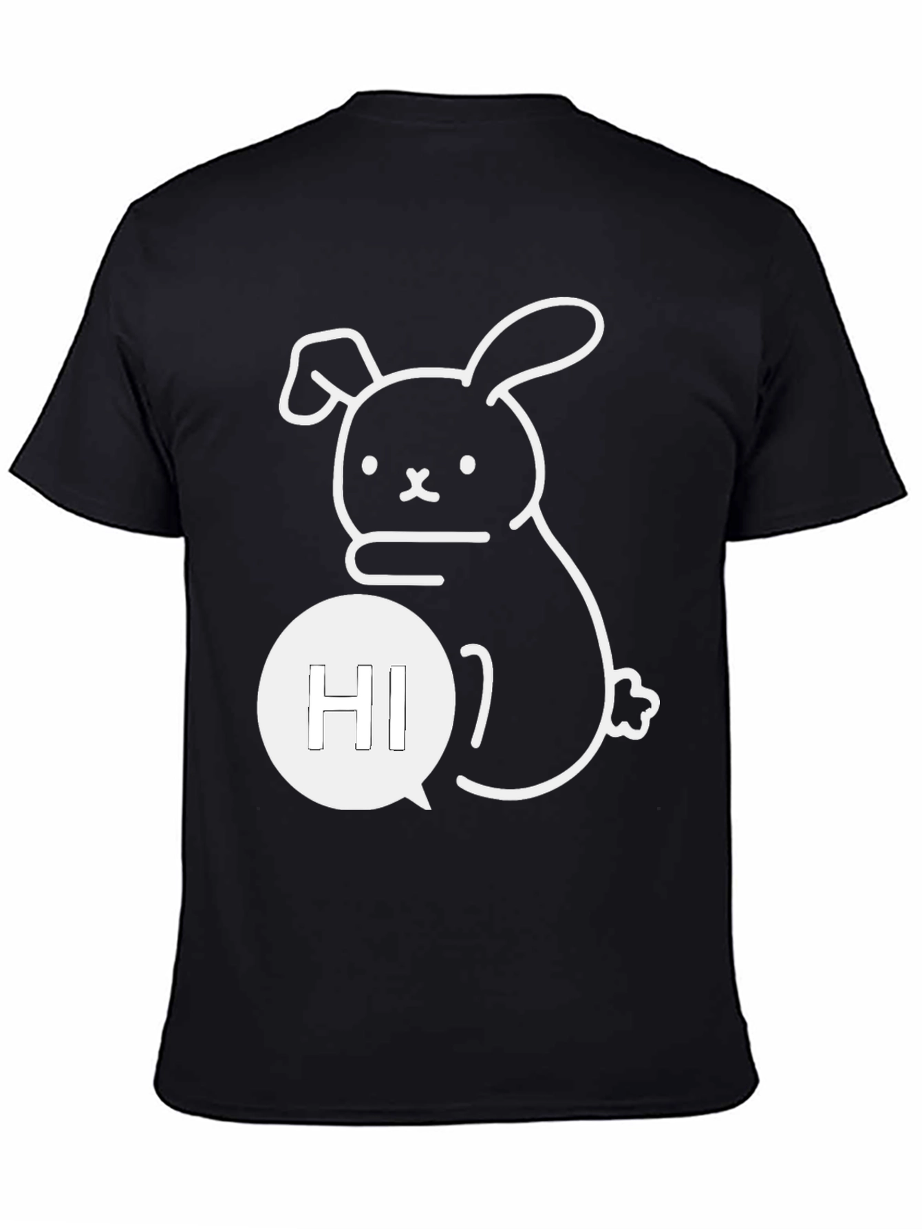Cute Bunny Hi Graphic Tee - Black