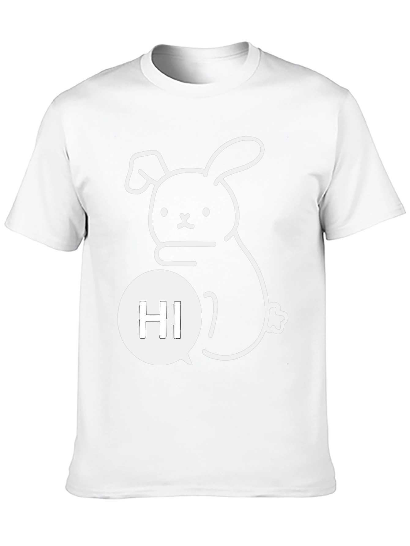 Cute Bunny Hi Graphic Tee - Black