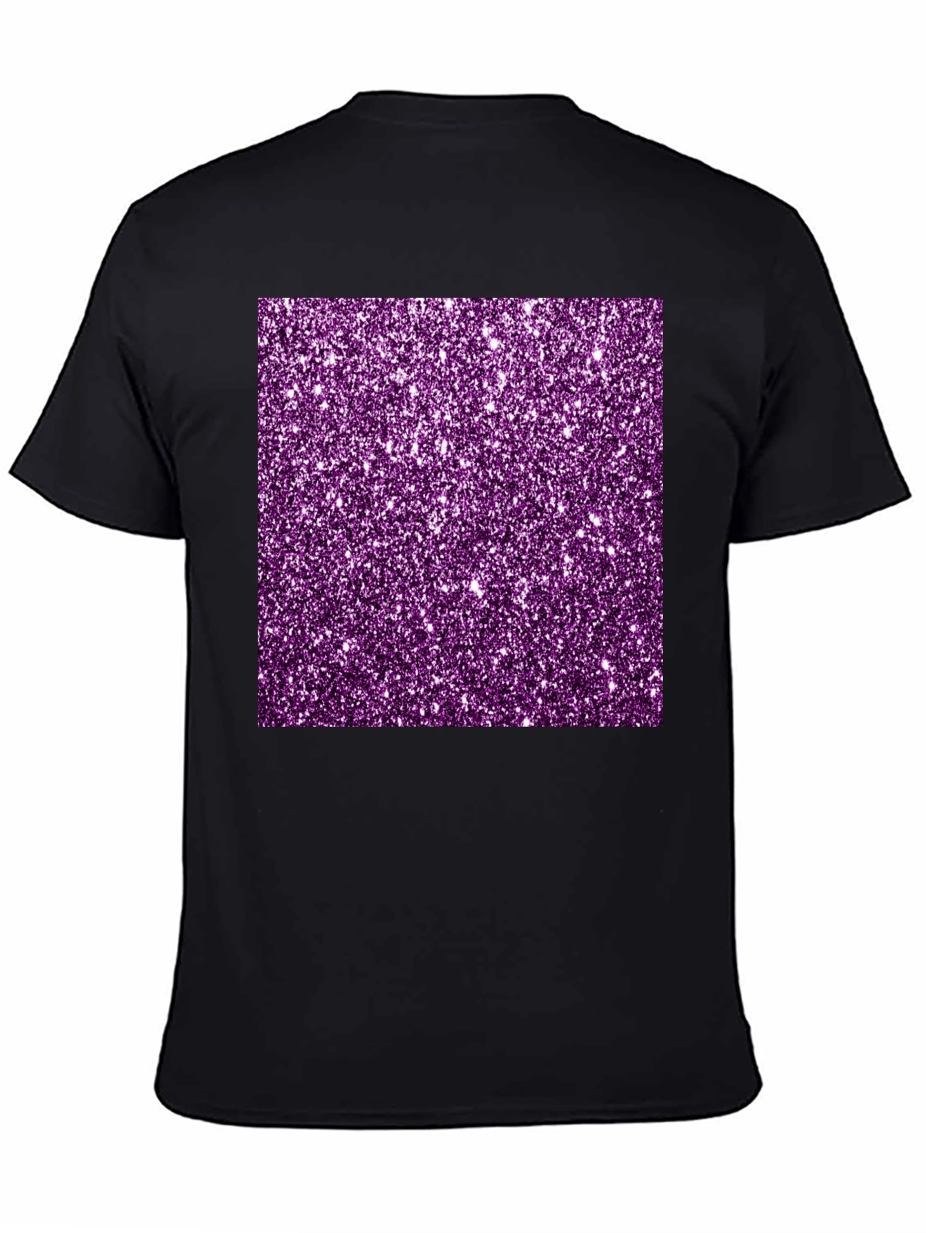 Purple Glitter Graphic Black Tee Shirt