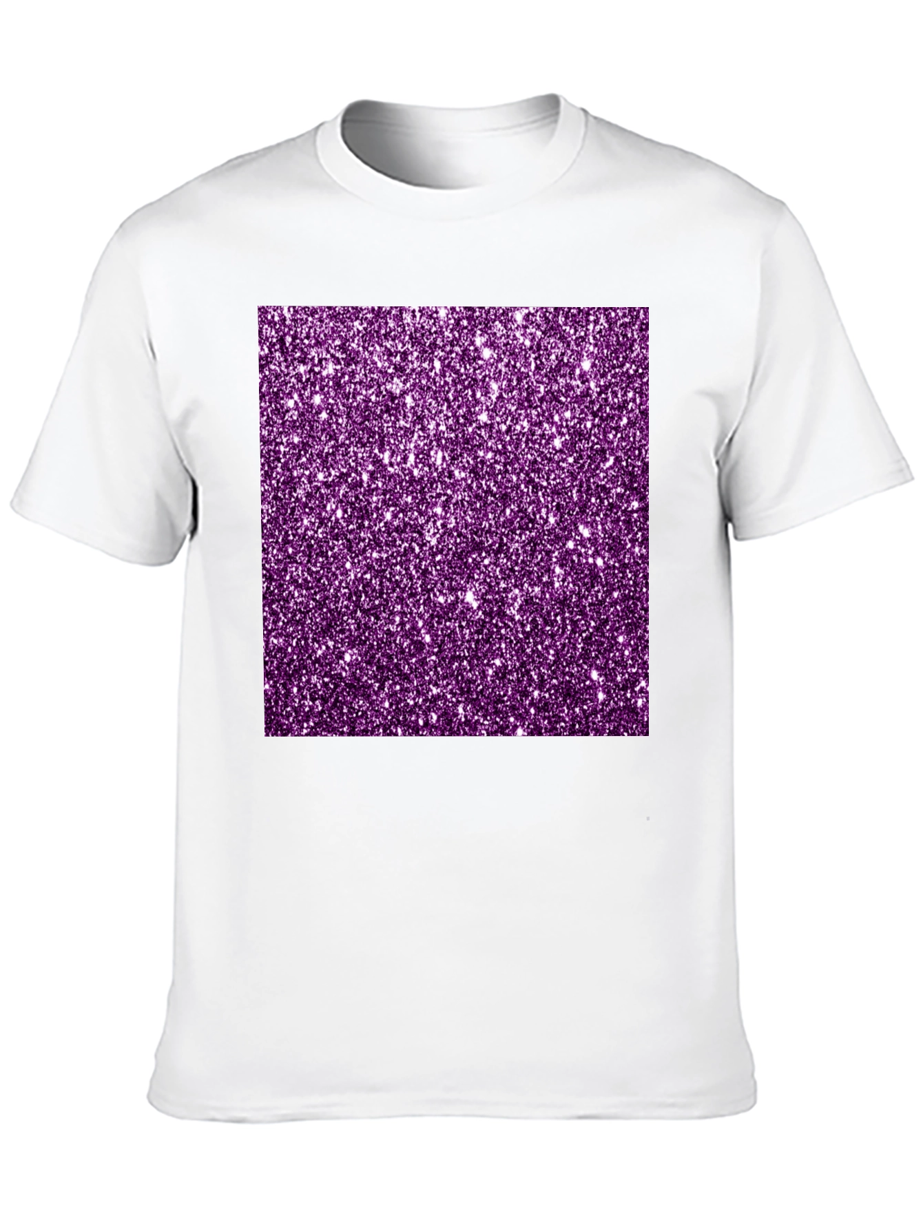 Purple Glitter Graphic Black Tee Shirt