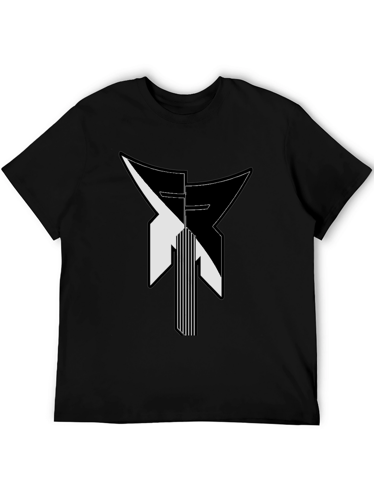 Modern Geometric Graphic Print Black T-Shirt