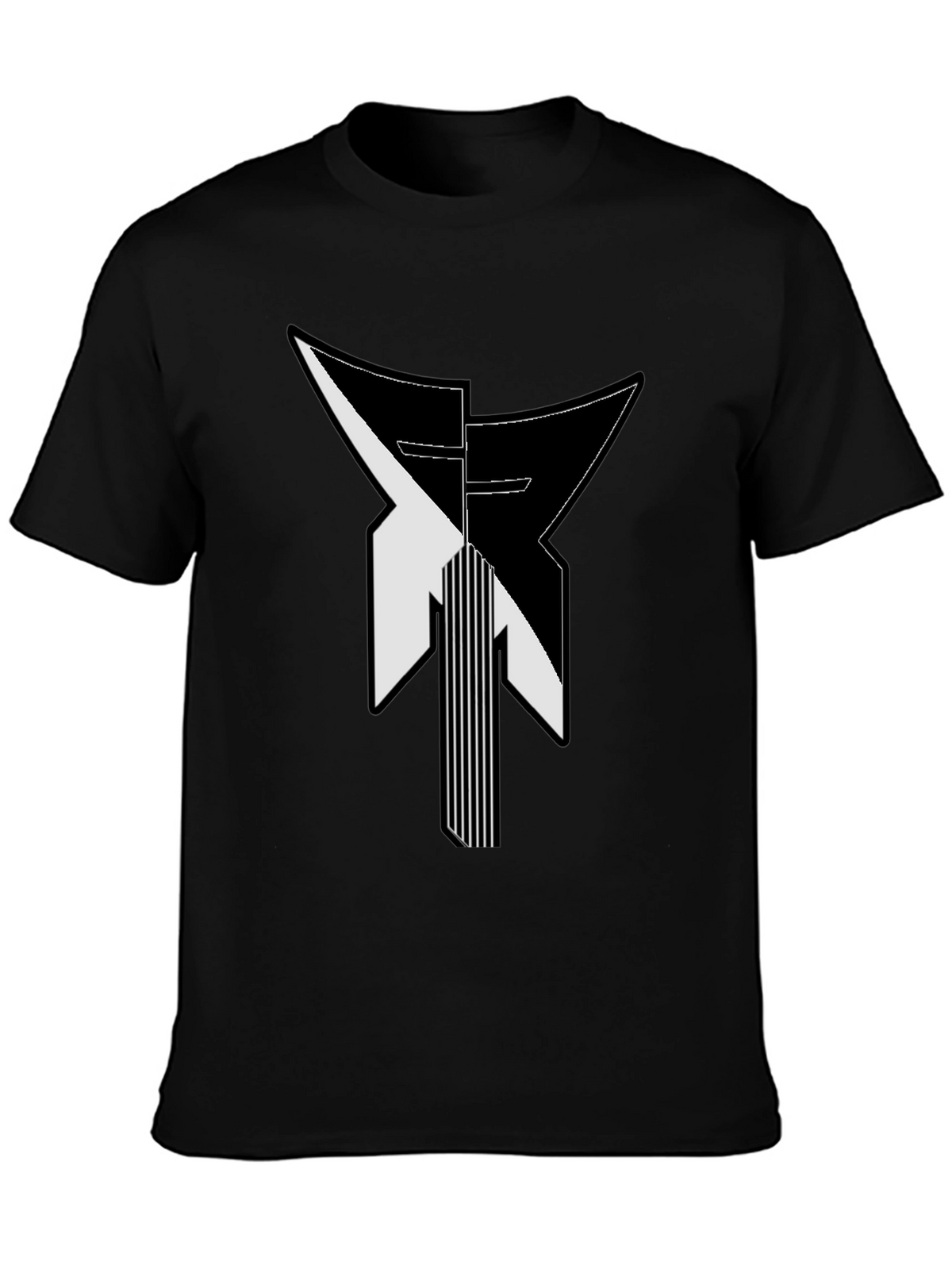 Modern Geometric Graphic Print Black T-Shirt