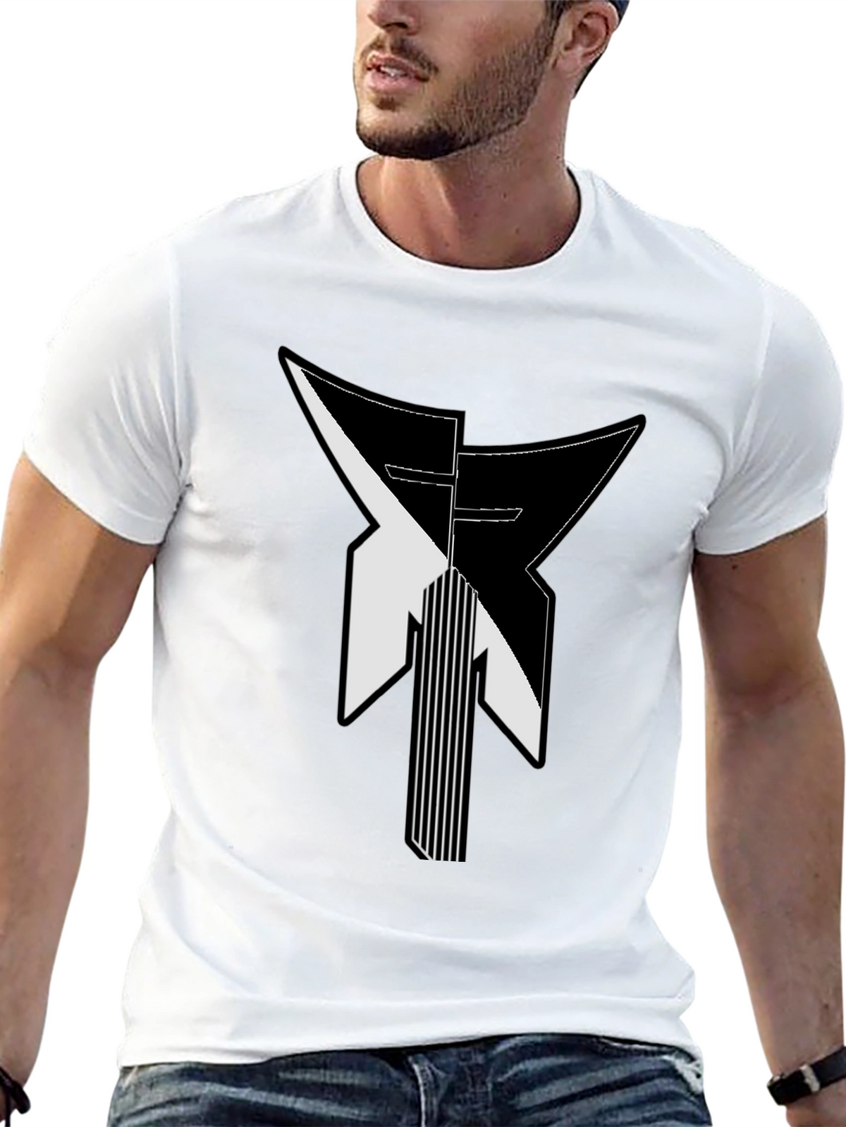 Modern Geometric Graphic Print Black T-Shirt