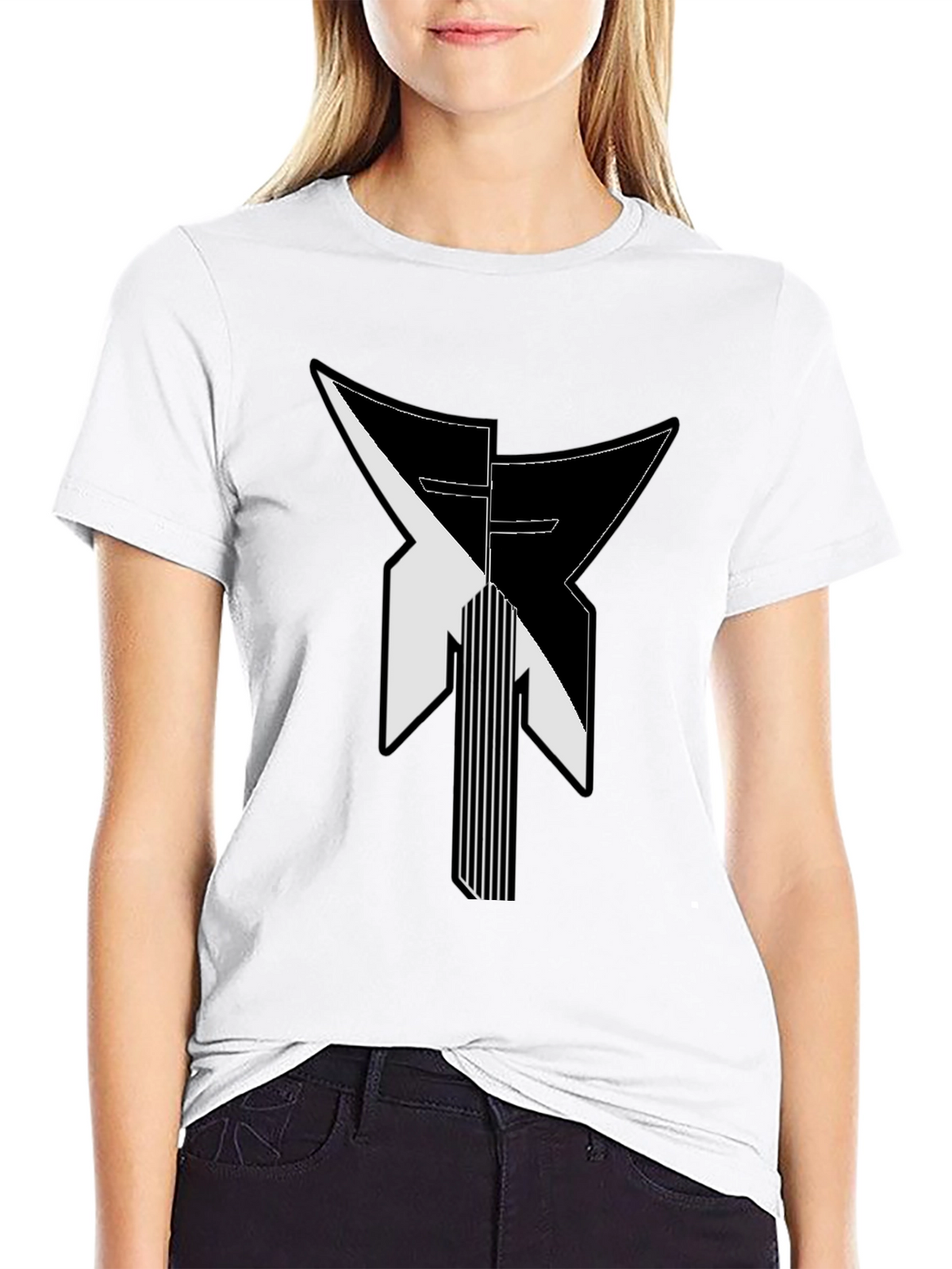 Modern Geometric Graphic Print Black T-Shirt