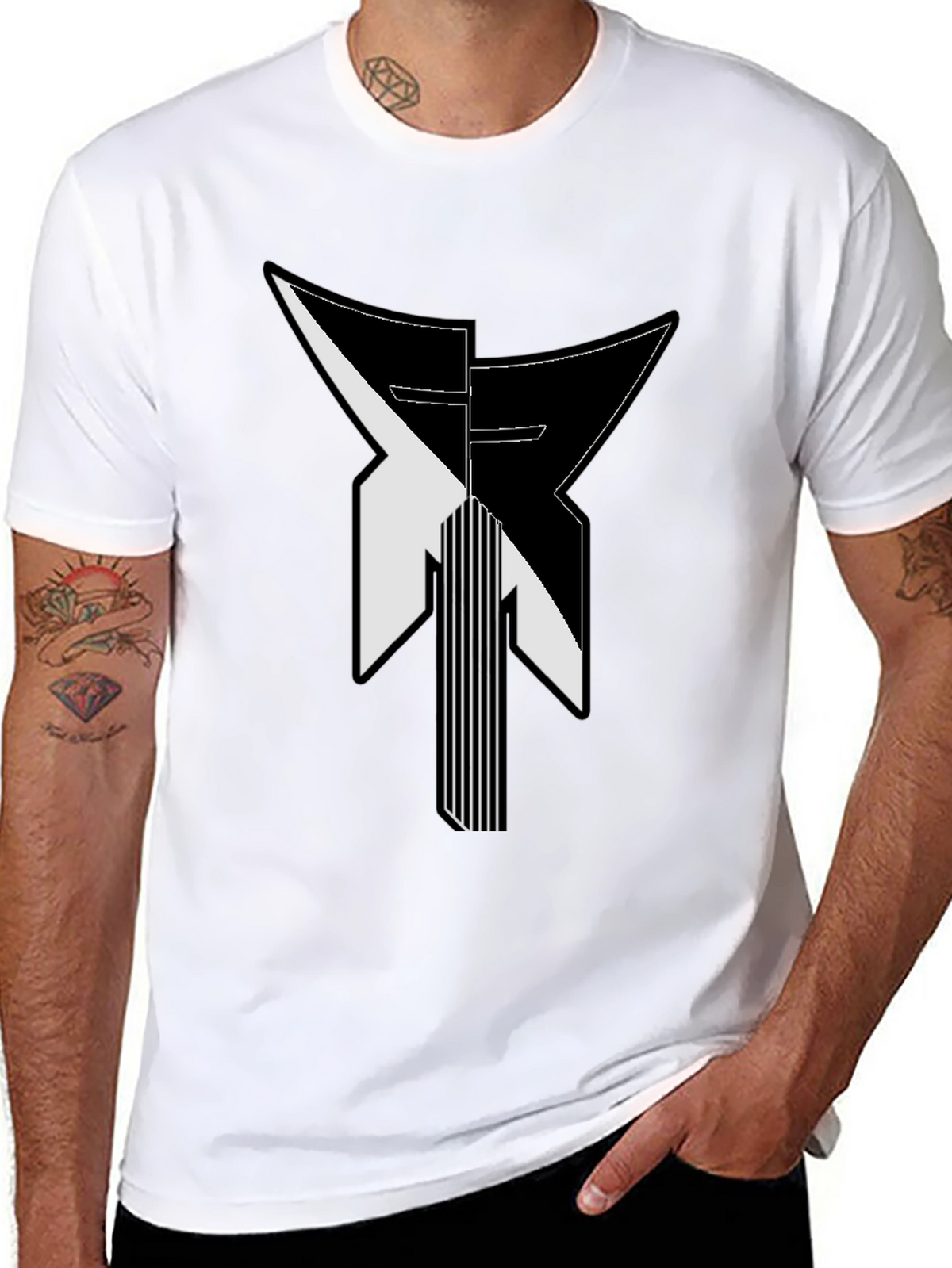 Modern Geometric Graphic Print Black T-Shirt