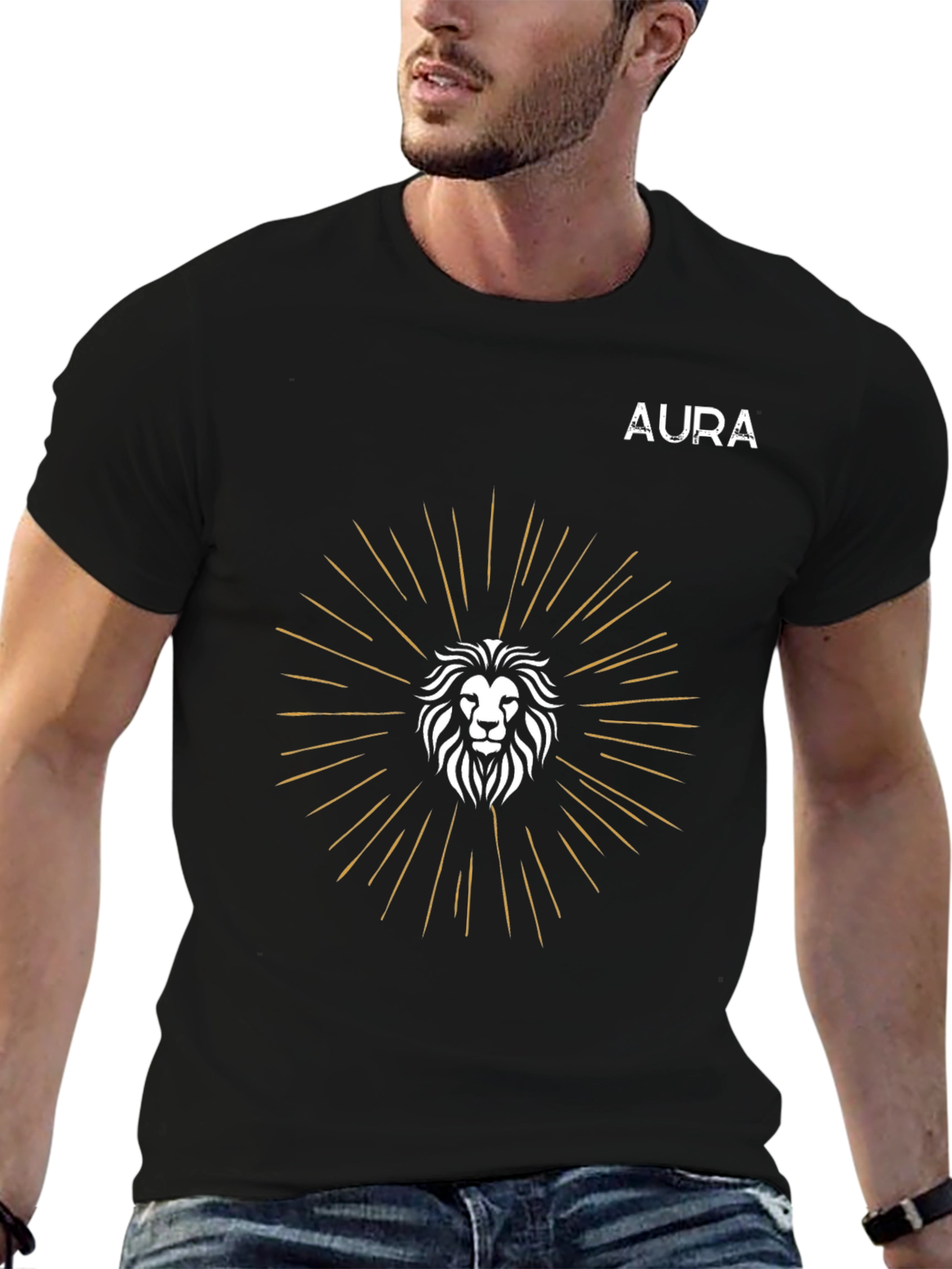 AURA Lion Graphic Tee - Modern Comfort Fit