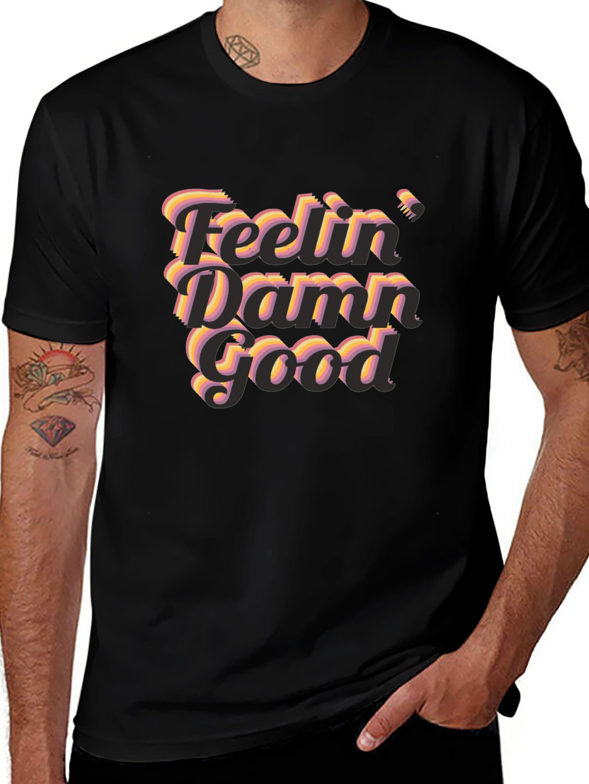 Feelin Damn Good Graphic T-Shirt - Black