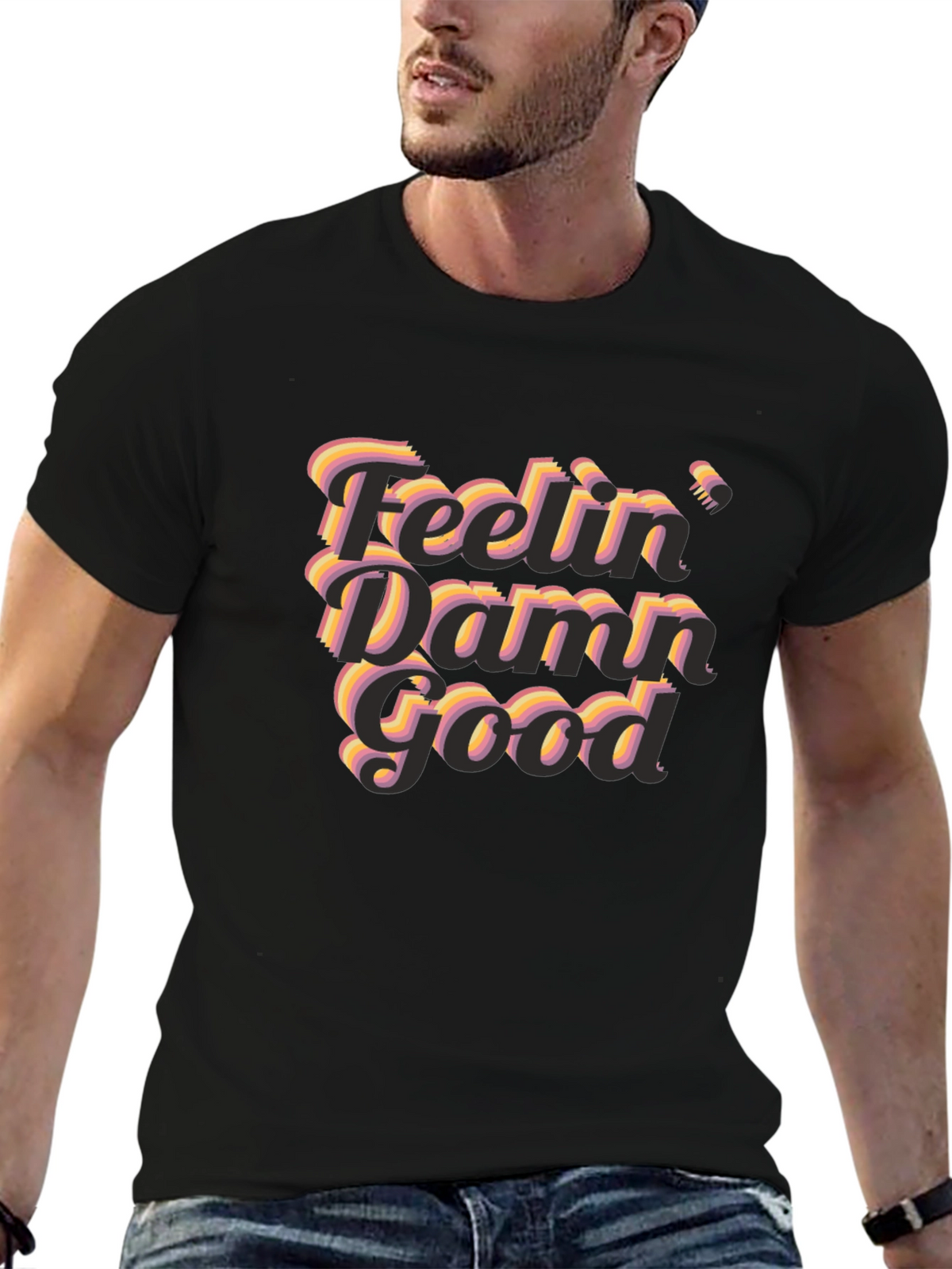 Feelin Damn Good Graphic T-Shirt - Black