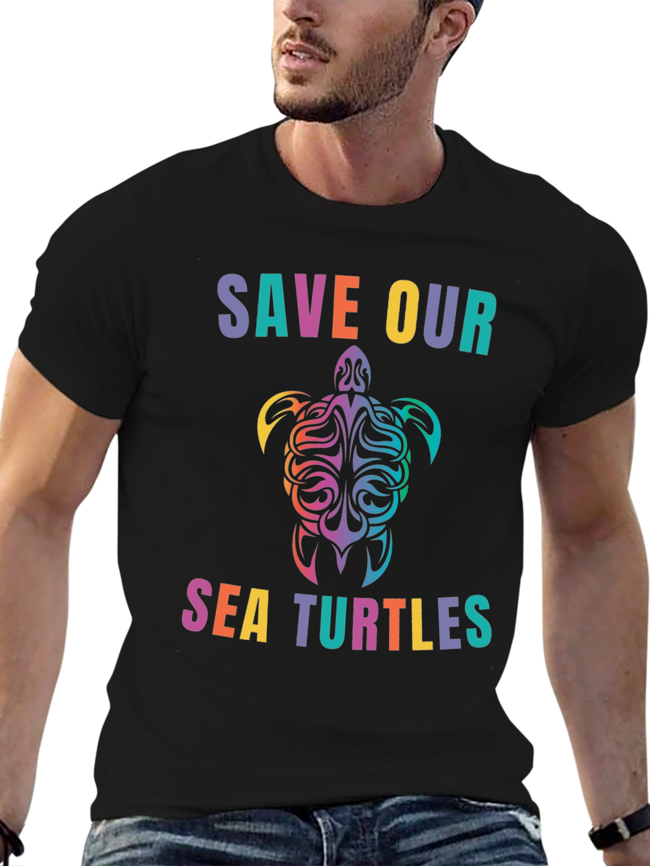 Save Our Sea Turtles Graphic Tee - Black