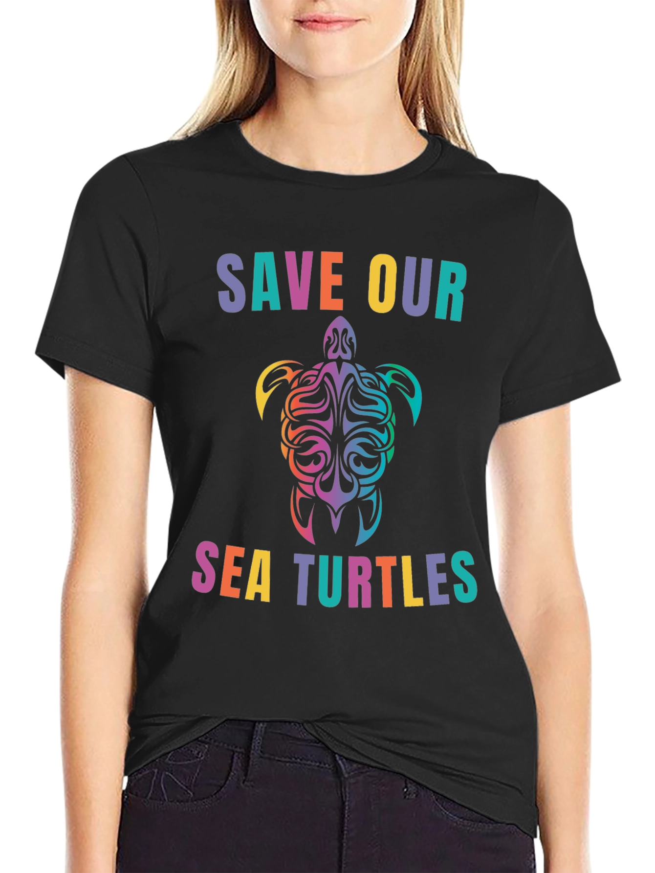 Save Our Sea Turtles Graphic Tee - Black