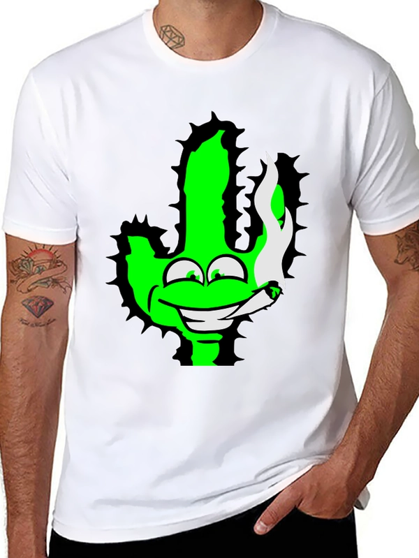 Green Cactus Cartoon Graphic Novelty T-Shirt