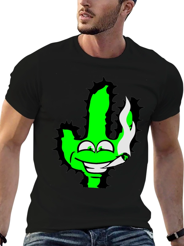Green Cactus Cartoon Graphic Novelty T-Shirt