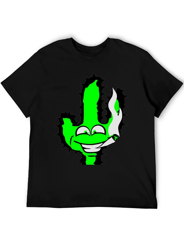 Green Cactus Cartoon Graphic Novelty T-Shirt